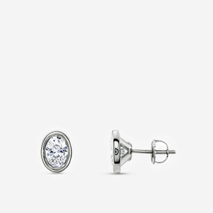 Gilded 2 Carat Lab-Grown Diamond Oval-Shaped, Bezel-Set Solitaire Studs