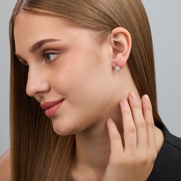 Gilded 1/2 Carat Lab-Grown Diamond Round-Shaped Stud Plus with a Triangle Halo