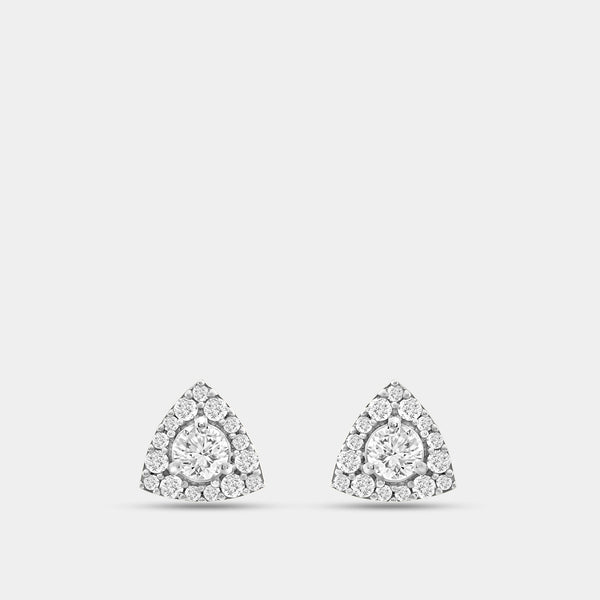 Gilded 1/2 Carat Lab-Grown Diamond Round-Shaped Stud Plus with a Triangle Halo