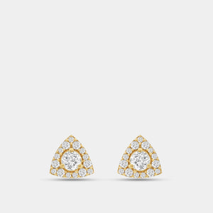 Gilded 1/2 Carat Lab-Grown Diamond Round-Shaped Stud Plus with a Triangle Halo