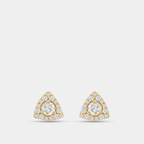 Gilded 1/2 Carat Lab-Grown Diamond Round-Shaped Stud Plus with a Triangle Halo