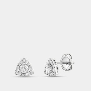 Gilded 1/2 Carat Lab-Grown Diamond Round-Shaped Stud Plus with a Triangle Halo