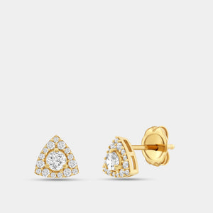 Gilded 1/2 Carat Lab-Grown Diamond Round-Shaped Stud Plus with a Triangle Halo