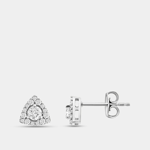 Gilded 1/2 Carat Lab-Grown Diamond Round-Shaped Stud Plus with a Triangle Halo