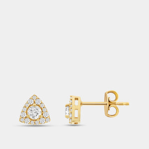 Gilded 1/2 Carat Lab-Grown Diamond Round-Shaped Stud Plus with a Triangle Halo