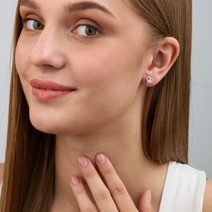 Gilded 1/2 Carat Lab-Grown Diamond Round-Shaped Stud Plus with a Heart Air Gap Halo