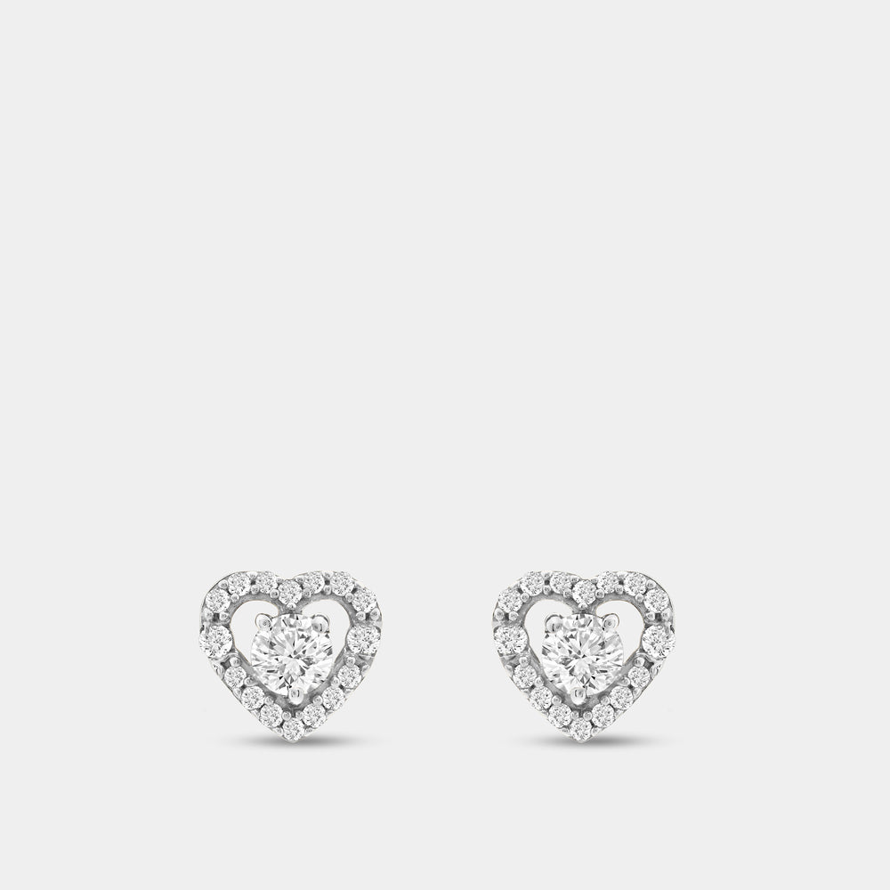 Gilded 1/2 Carat Lab-Grown Diamond Round-Shaped Stud Plus with a Heart Air Gap Halo