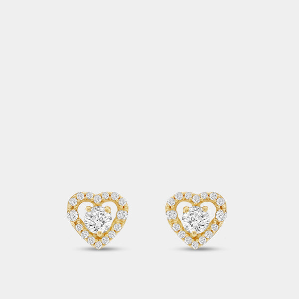 Gilded 1/2 Carat Lab-Grown Diamond Round-Shaped Stud Plus with a Heart Air Gap Halo
