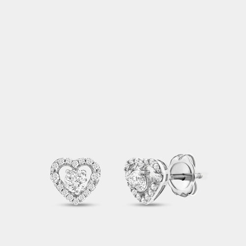 Gilded 1/2 Carat Lab-Grown Diamond Round-Shaped Stud Plus with a Heart Air Gap Halo