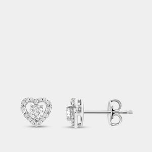 Gilded 1/2 Carat Lab-Grown Diamond Round-Shaped Stud Plus with a Heart Air Gap Halo