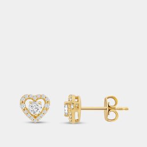 Gilded 1/2 Carat Lab-Grown Diamond Round-Shaped Stud Plus with a Heart Air Gap Halo