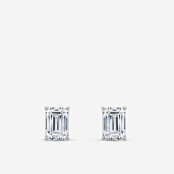 3 Carat Lab-Grown Diamond Emerald-Cut Classic Solitaire Studs — GILDED New York