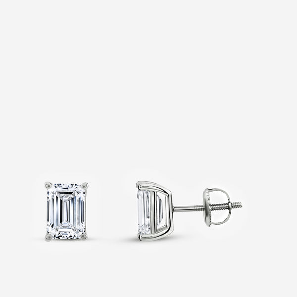 3 Carat Lab-Grown Diamond Emerald-Cut Classic Solitaire Studs — GILDED New York