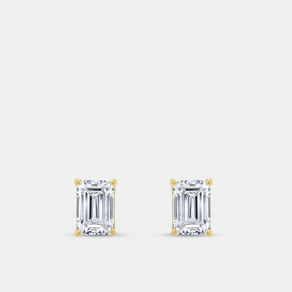 3 Carat Lab-Grown Diamond Emerald-Cut Classic Solitaire Studs — GILDED New York