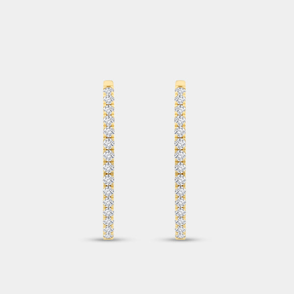 Gilded 4 Carat Lab-Grown Diamond Prong-Set Oval Inside-Out Hoops