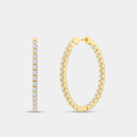 Gilded 4 Carat Lab-Grown Diamond Prong-Set Oval Inside-Out Hoops