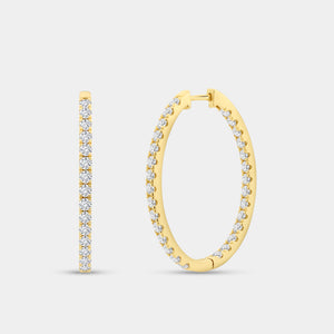 Gilded 4 Carat Lab-Grown Diamond Prong-Set Oval Inside-Out Hoops