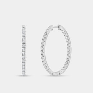 Gilded 4 Carat Lab-Grown Diamond Prong-Set Oval Inside-Out Hoops