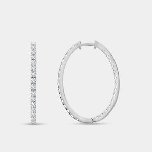 Gilded 4 Carat Lab-Grown Diamond Prong-Set Oval Inside-Out Hoops