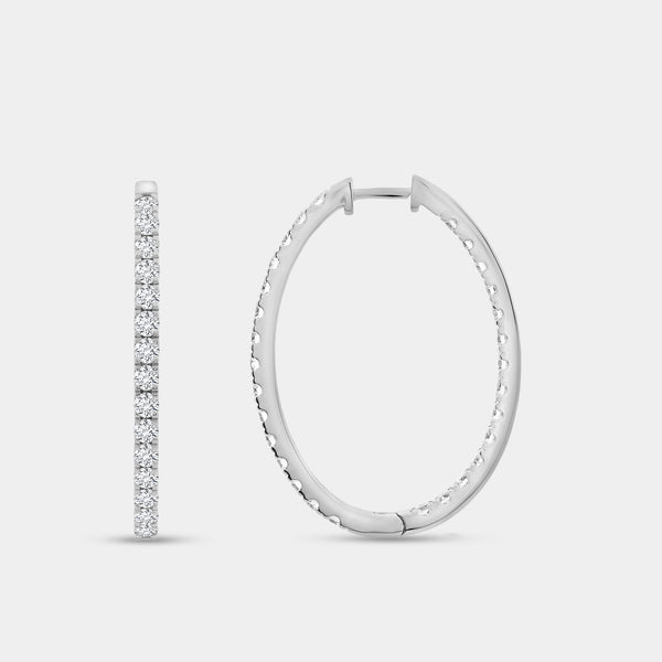 Gilded 4 Carat Lab-Grown Diamond Prong-Set Oval Inside-Out Hoops