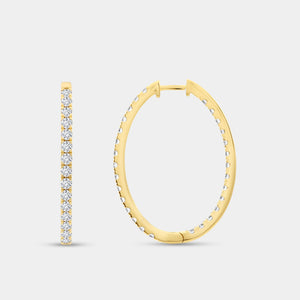Gilded 4 Carat Lab-Grown Diamond Prong-Set Oval Inside-Out Hoops