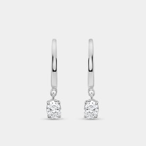 Gilded 3/4 Carat Lab-Grown Diamond Huggie Hoop Earrings with an Oval-Shaped Drop