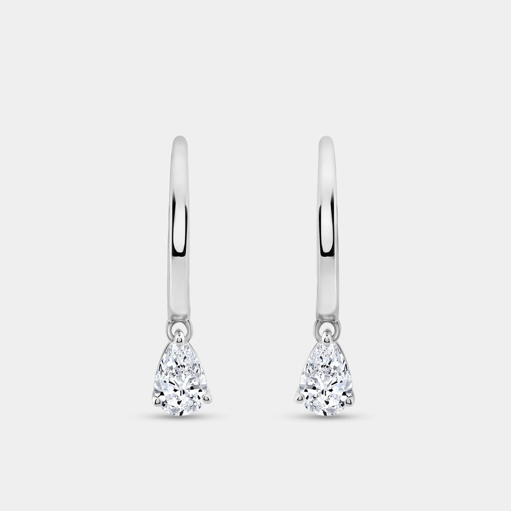 Gilded 3/4 Carat Lab-Grown Diamond Huggie Hoop Earrings with a Pear-Shaped Drop