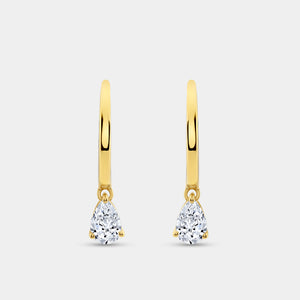 Gilded 3/4 Carat Lab-Grown Diamond Huggie Hoop Earrings with a Pear-Shaped Drop