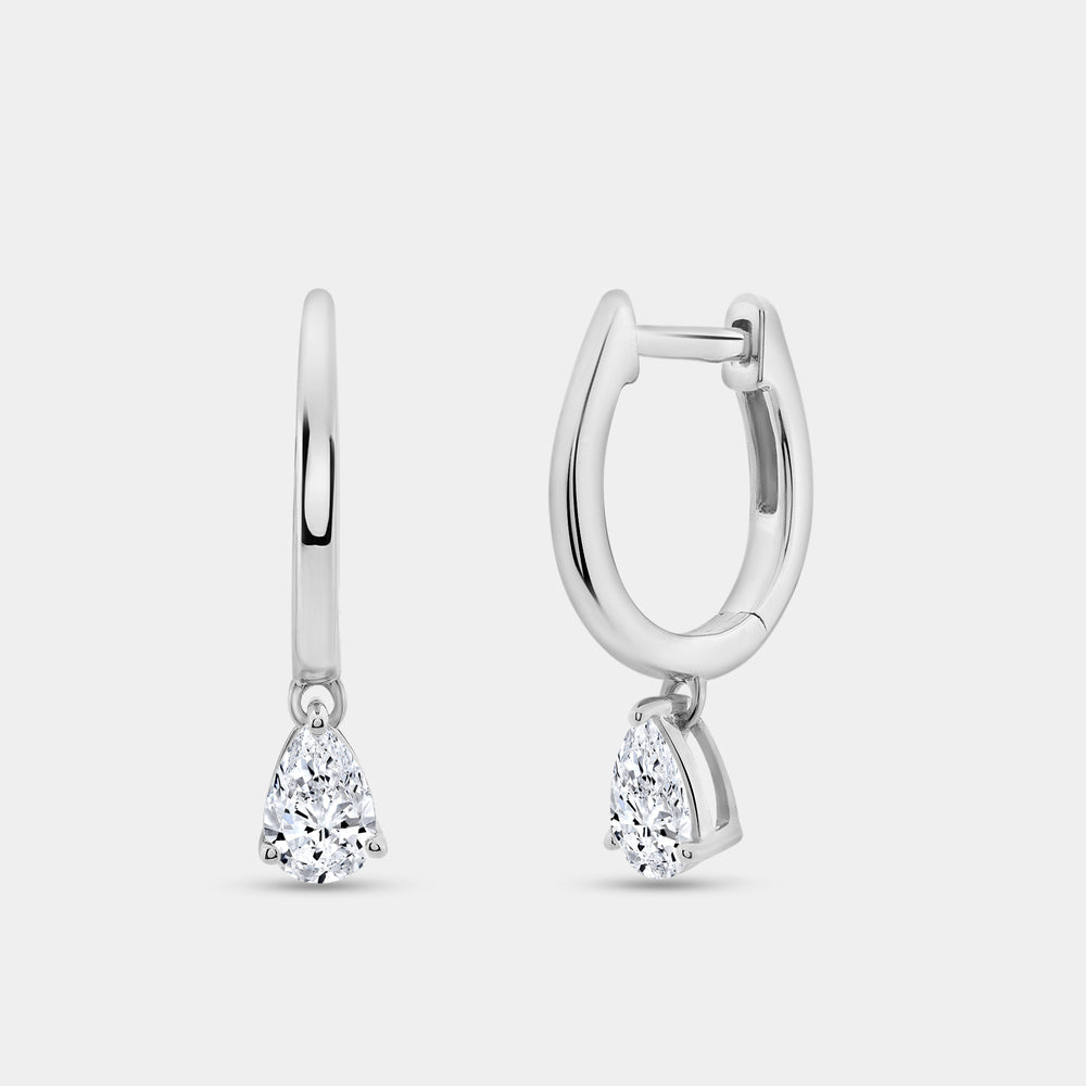Gilded 3/4 Carat Lab-Grown Diamond Huggie Hoop Earrings with a Pear-Shaped Drop