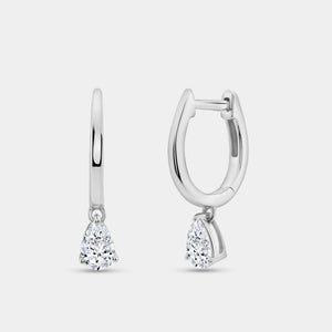 Gilded 3/4 Carat Lab-Grown Diamond Huggie Hoop Earrings with a Pear-Shaped Drop