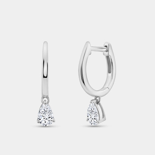 Gilded 3/4 Carat Lab-Grown Diamond Huggie Hoop Earrings with a Pear-Shaped Drop