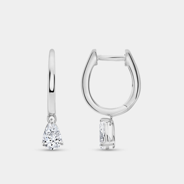 Gilded 3/4 Carat Lab-Grown Diamond Huggie Hoop Earrings with a Pear-Shaped Drop