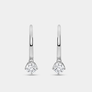 Gilded 3/4 Carat Lab-Grown Diamond Huggie Hoop Earrings with a Round-Shaped Drop