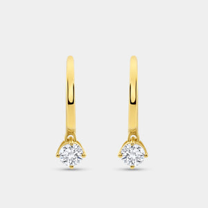 Gilded 3/4 Carat Lab-Grown Diamond Huggie Hoop Earrings with a Round-Shaped Drop