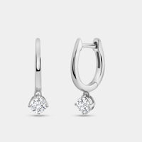 3/4 Carat Lab-Grown Diamond Huggie Hoop Earrings with a Round-Shaped Drop — GILDED New York