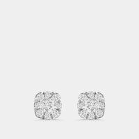 Gilded 3/4 Carat Lab-Grown Diamond Round-Shaped Stud Plus with a Cushion Halo