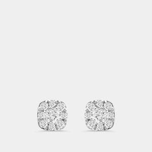 Gilded 3/4 Carat Lab-Grown Diamond Round-Shaped Stud Plus with a Cushion Halo
