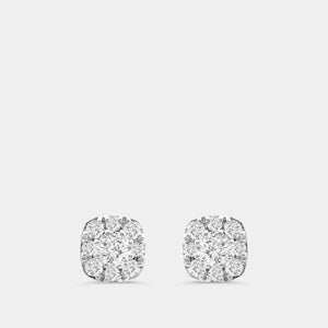 Gilded 3/4 Carat Lab-Grown Diamond Round-Shaped Stud Plus with a Cushion Halo
