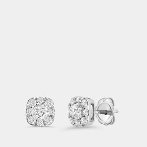 Gilded 3/4 Carat Lab-Grown Diamond Round-Shaped Stud Plus with a Cushion Halo