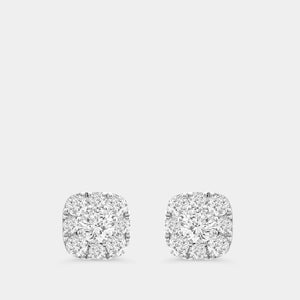 Gilded 1 and 1/2 Carat Lab-Grown Diamond Round-Shaped Stud Plus with a Cushion Halo