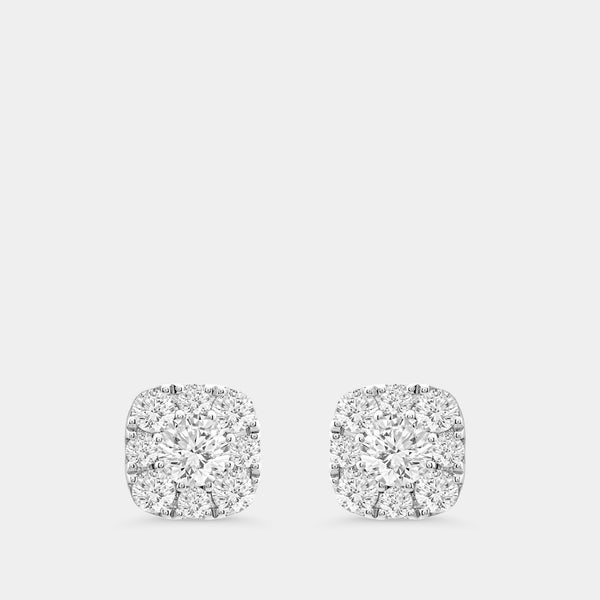 Gilded 1 and 1/2 Carat Lab-Grown Diamond Round-Shaped Stud Plus with a Cushion Halo