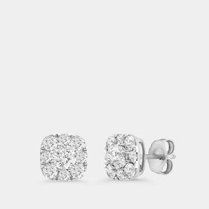 Gilded 1 and 1/2 Carat Lab-Grown Diamond Round-Shaped Stud Plus with a Cushion Halo