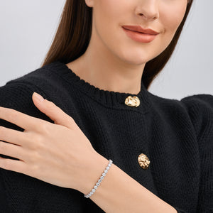 Gilded 12 Carat Lab-Grown Diamond Round-Shaped Classic Tennis Bracelet