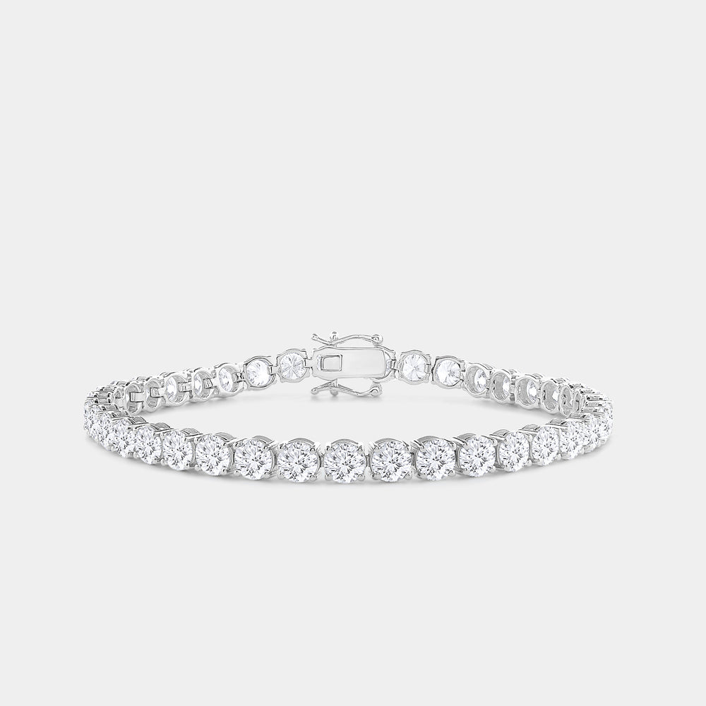 Gilded 12 Carat Lab-Grown Diamond Round-Shaped Classic Tennis Bracelet