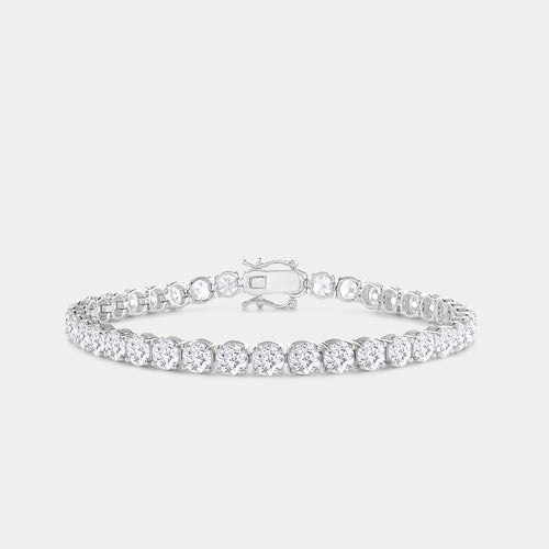 Gilded 12 Carat Lab-Grown Diamond Round-Shaped Classic Tennis Bracelet