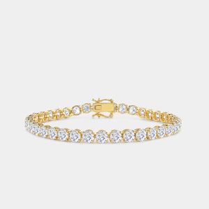 Gilded 12 Carat Lab-Grown Diamond Round-Shaped Classic Tennis Bracelet