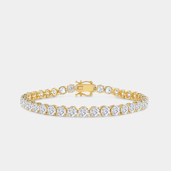 Gilded 12 Carat Lab-Grown Diamond Round-Shaped Classic Tennis Bracelet