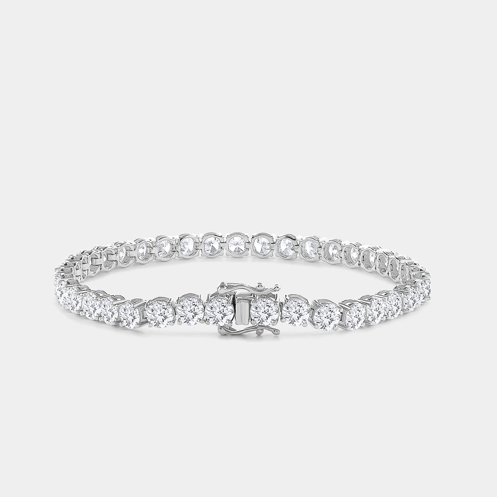 Gilded 12 Carat Lab-Grown Diamond Round-Shaped Classic Tennis Bracelet