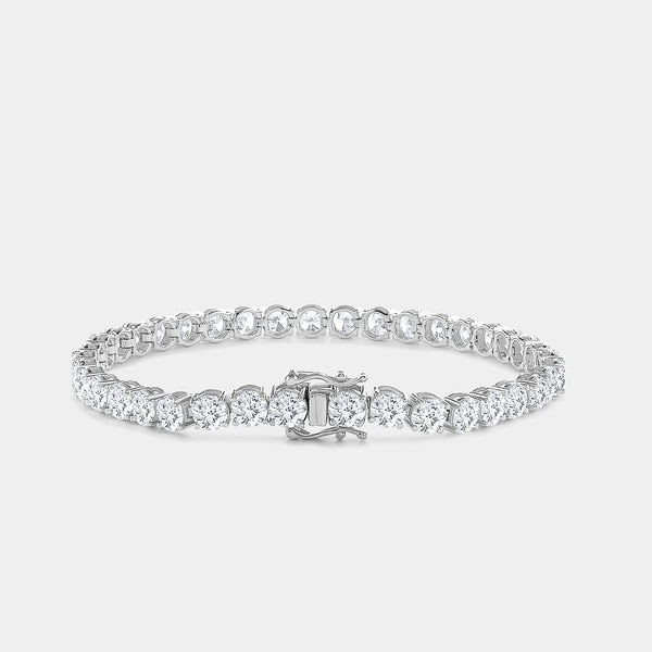 Gilded 12 Carat Lab-Grown Diamond Round-Shaped Classic Tennis Bracelet