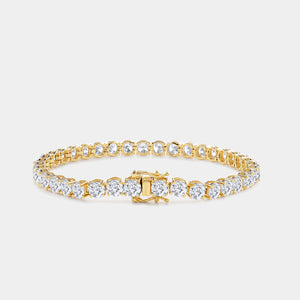 Gilded 12 Carat Lab-Grown Diamond Round-Shaped Classic Tennis Bracelet